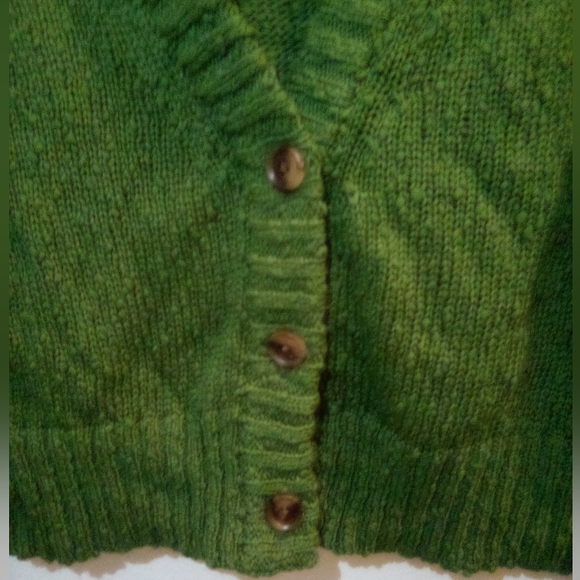 Michael Kors Green Cropped Knit Cardigan 100% Cotton Size XS Fall - Picture 6 of 14